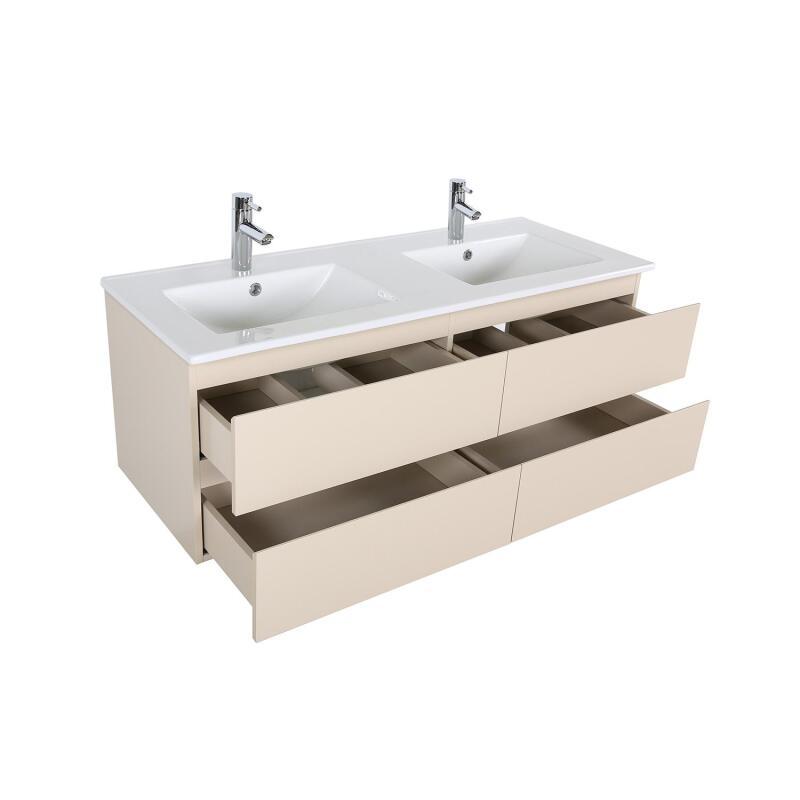 Meuble double vasque suspendu 120cm - avec plan vasque céramique