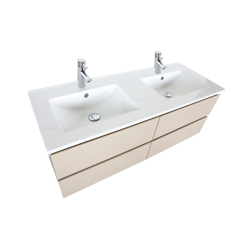 Meuble double vasque suspendu 120cm - avec plan vasque céramique