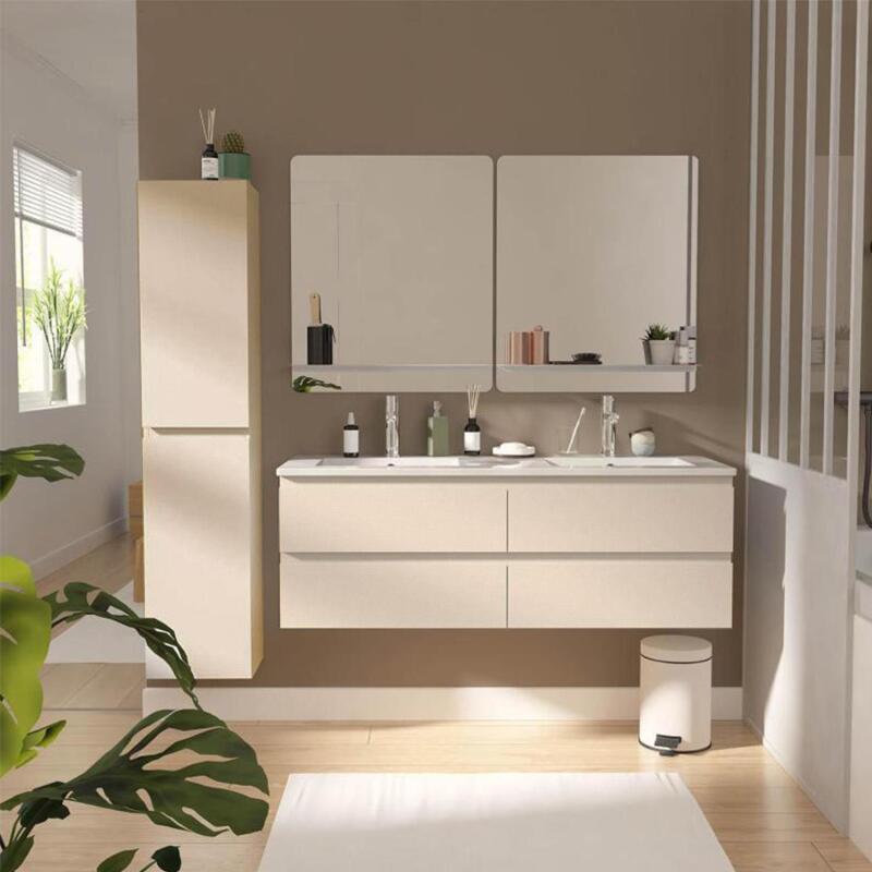 Meuble double vasque suspendu 120cm - avec plan vasque céramique