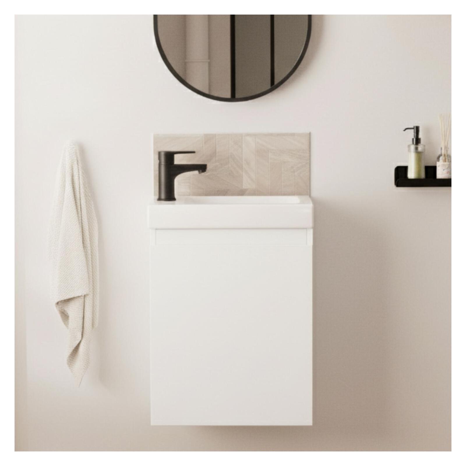 Ensemble lave-mains suspendu avec robinet noir