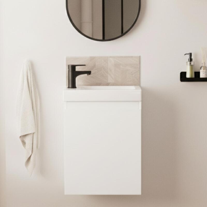 Ensemble lave-mains suspendu avec robinet noir