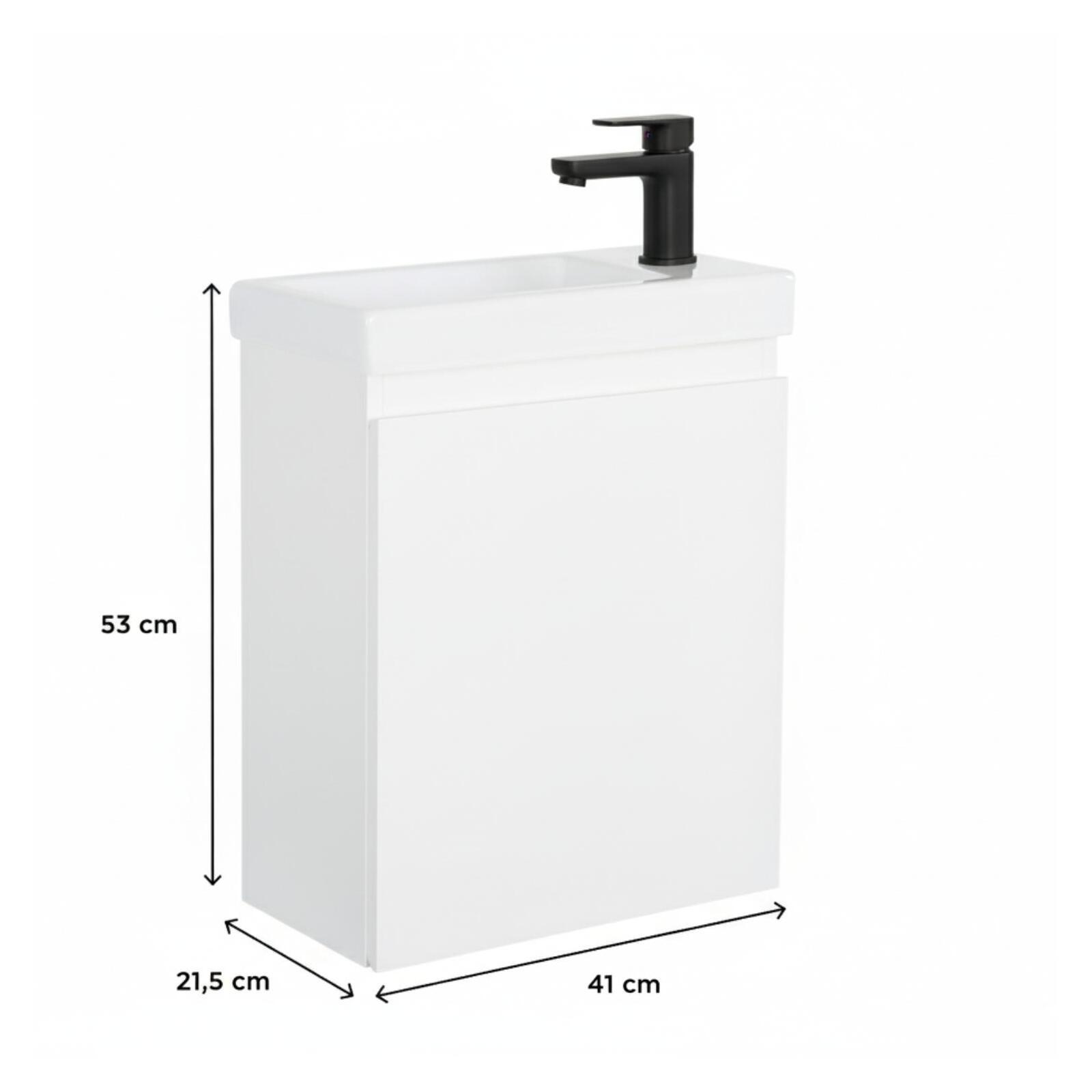 Ensemble lave-mains suspendu avec robinet noir