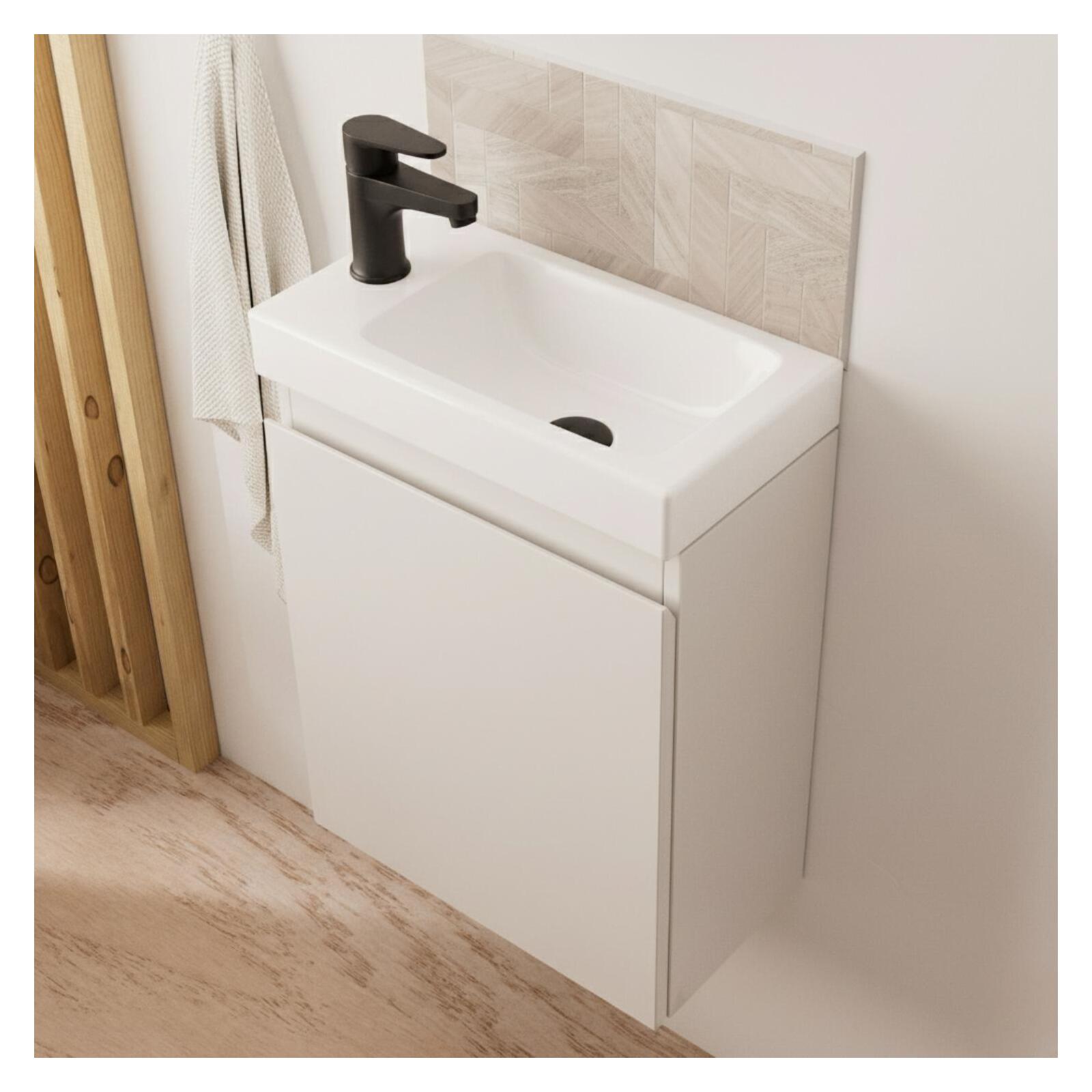 Ensemble lave-mains suspendu avec robinet noir