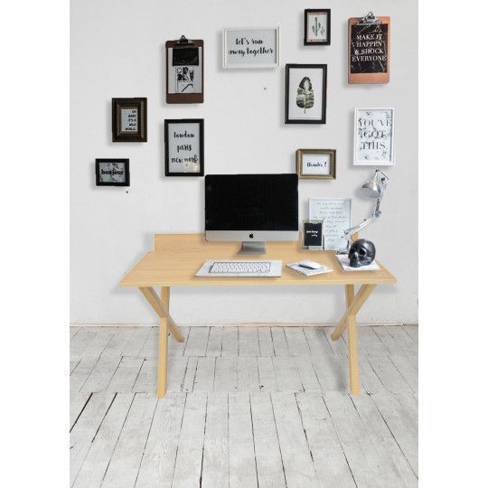 Bureau bois moderne frêne 130 cm TILT