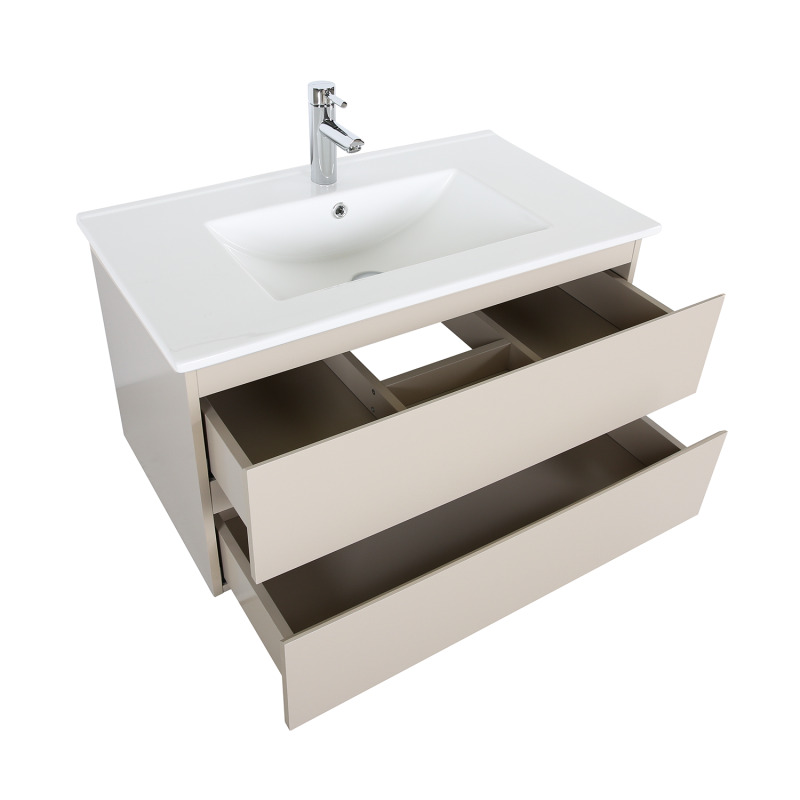 Ensemble meuble simple vasque décor chêne  80cm + vasque + robinet