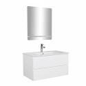 Ensemble meuble simple vasque décor chêne  80cm + vasque + robinet + miroir