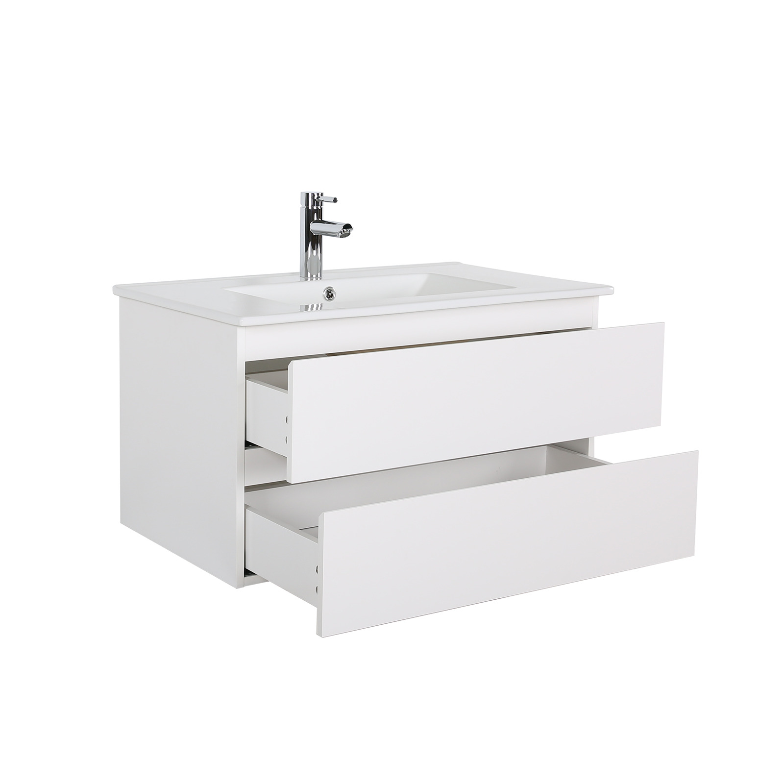 Ensemble meuble simple vasque décor chêne  80cm + vasque + robinet + miroir