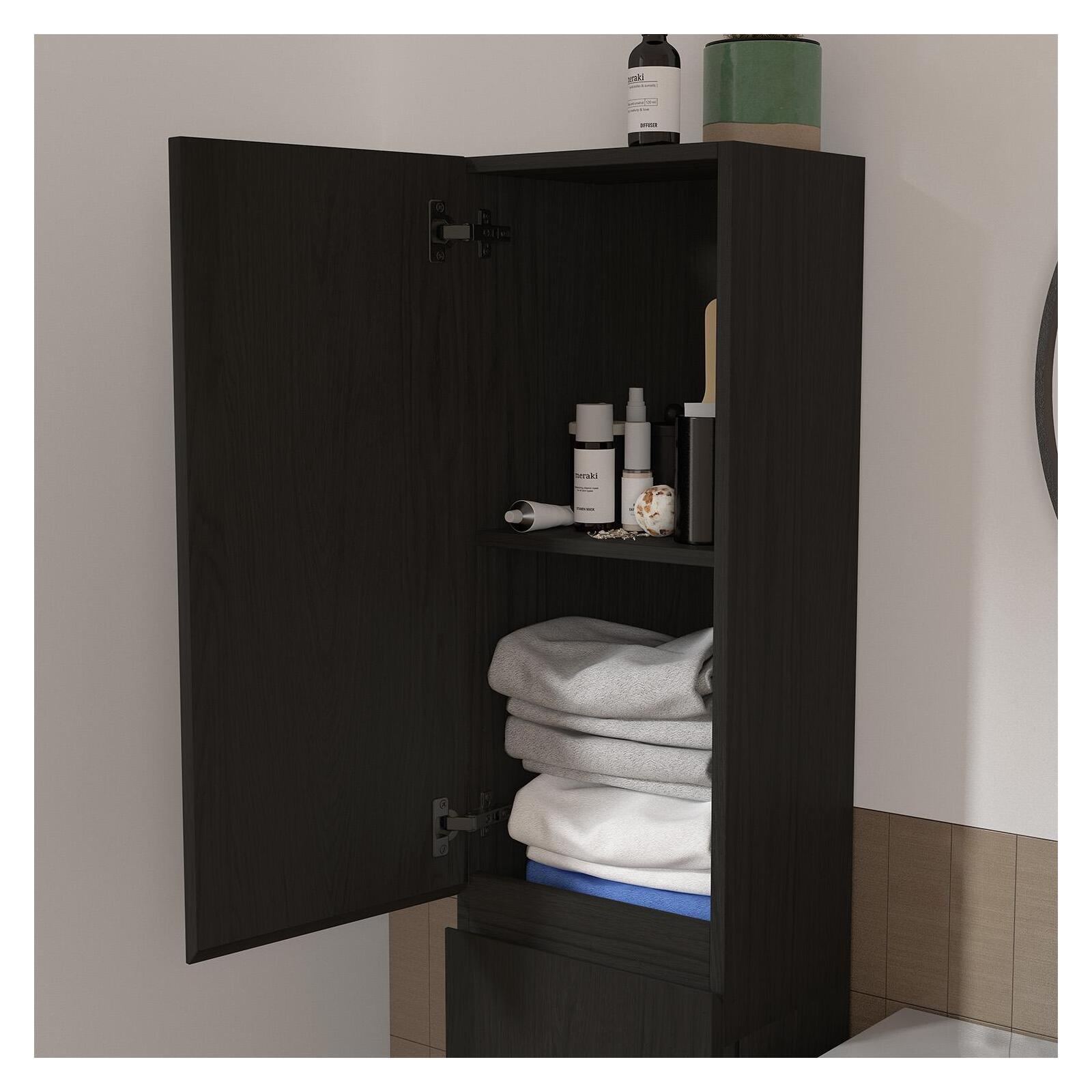 Ensemble meuble simple vasque 80cm décor chêne + vasque + robinet + miroir + colonne