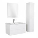 Ensemble meuble simple vasque 80cm décor chêne + vasque + robinet + miroir + colonne