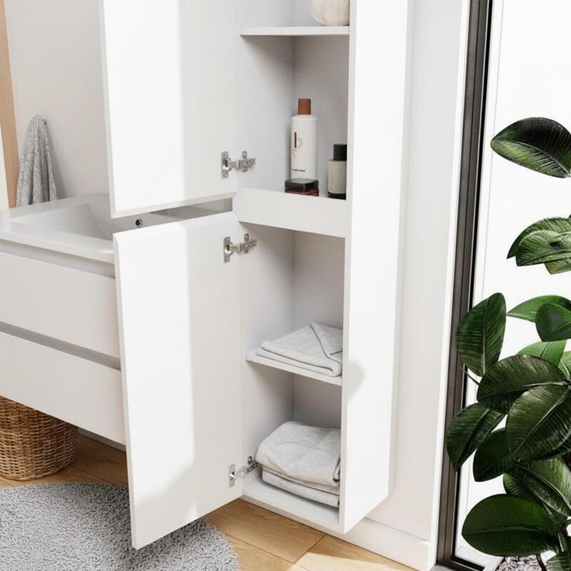 Ensemble meuble simple vasque 80cm décor chêne + vasque + robinet + miroir + colonne