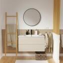 Ensemble meuble simple vasque décor chêne  80cm + vasque + miroir + robinet