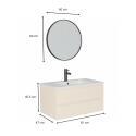 Ensemble meuble simple vasque décor chêne  80cm + vasque + miroir + robinet