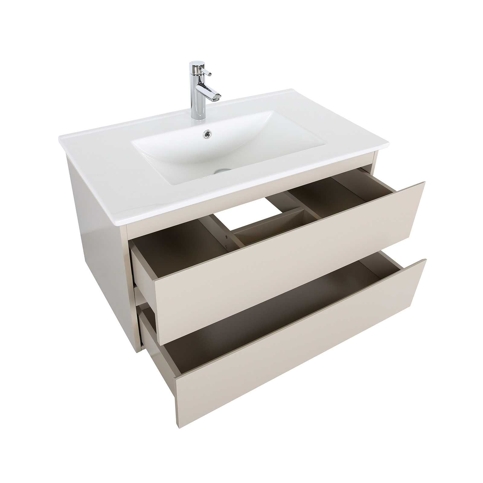 Ensemble meuble simple vasque décor chêne  80cm + vasque + miroir + robinet