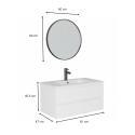Ensemble meuble simple vasque décor chêne  80cm + vasque + miroir + robinet