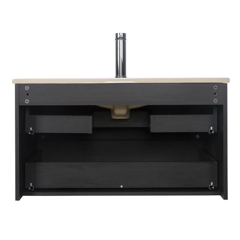 Ensemble meuble simple vasque décor chêne  80cm + vasque + robinet + miroir + colonne