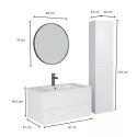 Ensemble meuble simple vasque décor chêne  80cm + vasque + robinet + miroir + colonne