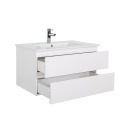 Ensemble meuble simple vasque décor chêne  80cm + vasque + robinet + miroir + colonne