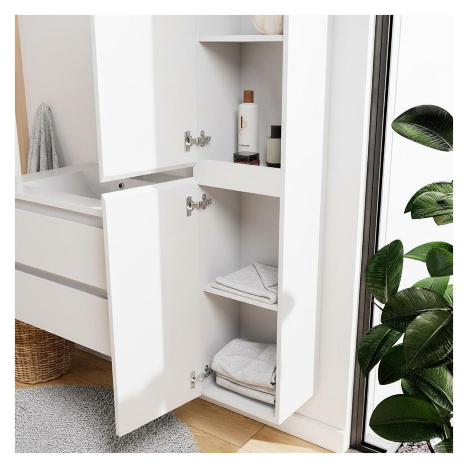 Ensemble meuble simple vasque décor chêne  80cm + vasque + robinet + miroir + colonne