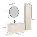 Ensemble meuble simple vasque décor chêne  80cm + vasque + robinet + miroir + colonne