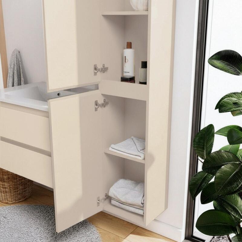 Ensemble meuble simple vasque décor chêne  80cm + vasque + robinet + miroir + colonne