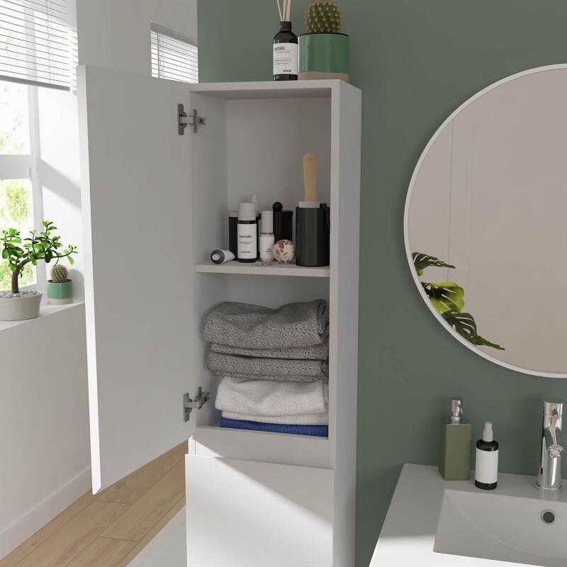 Ensemble meuble double vasque blanc  120cm + vasque + 2 miroirs + 2 robinets chromés + colonne