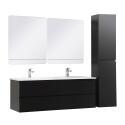Ensemble meuble double vasque blanc  120cm + vasque + 2 miroirs + 2 robinets chromés + colonne