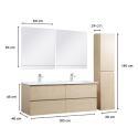 Ensemble meuble double vasque blanc  120cm + vasque + 2 miroirs + 2 robinets chromés + colonne