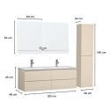 Ensemble meuble double vasque blanc  120cm + vasque + 2 miroirs + 2 robinets chromés + colonne