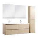 Ensemble meuble double vasque blanc  120cm + vasque + 2 miroirs + 2 robinets chromés + colonne