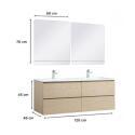 Ensemble double vasque 120cm avec plan céramique, robinets chromés et miroirs