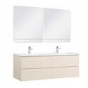 Ensemble double vasque 120cm avec plan céramique, robinets chromés et miroirs