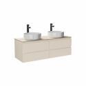 Ensemble double vasque suspendu avec plan bois et 2 vasques à poser 120cm