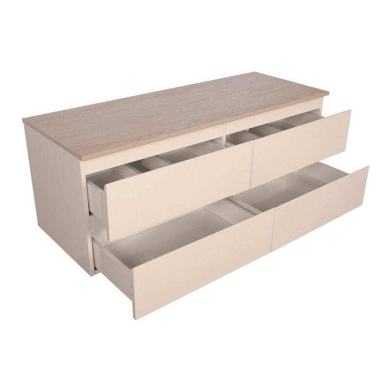 Ensemble double vasque suspendu avec plan bois et 2 vasques à poser 120cm