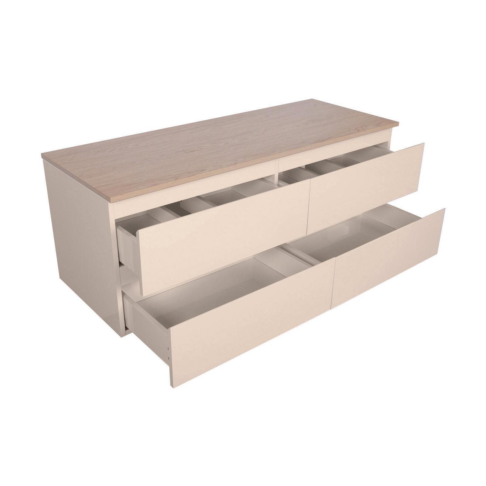 Ensemble double vasque suspendu 120cm avec plan bois, vasques, robinets, miroirs et colonne