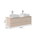 Meuble double vasque suspendu 120cm - avec plan vasque décor chêne
