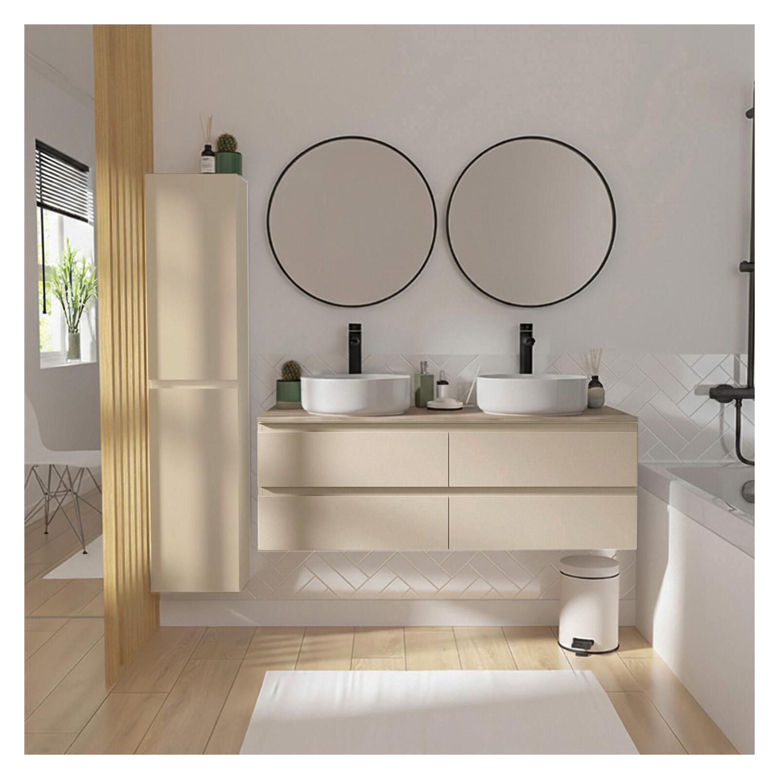 Meuble sous vasque suspendu 120cm - pour plan bois ou plan céramique