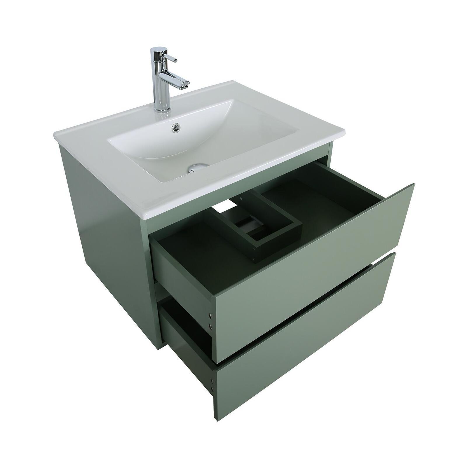 Ensemble meuble simple vasque 60cm décor chêne + vasque noire + robinet + miroir + colonne