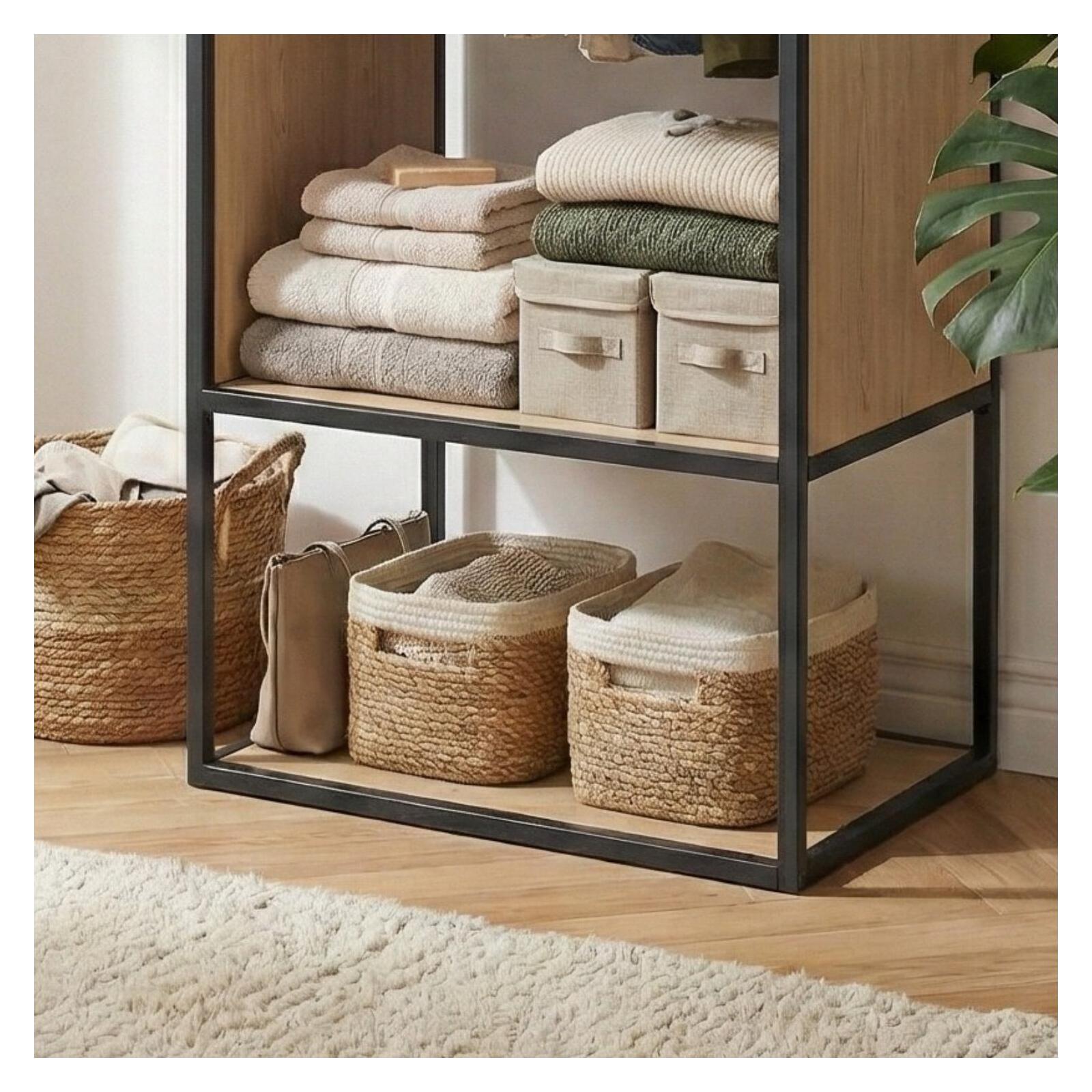 Portant vêtements en bois et métal gris 60x184,5cm