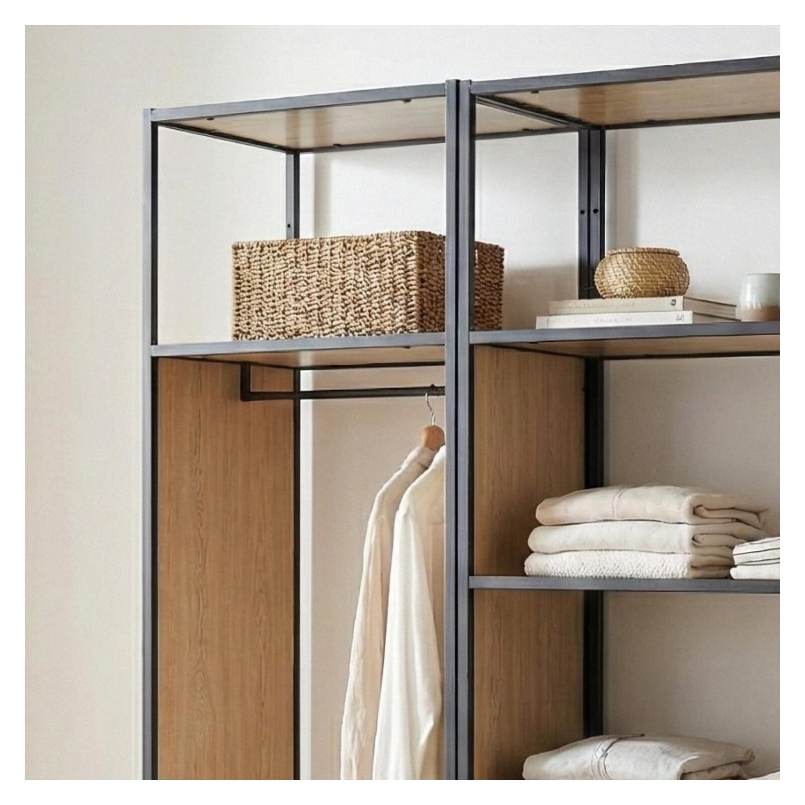 Lot de 2 portants vêtements en bois et métal gris 140x184.5cm