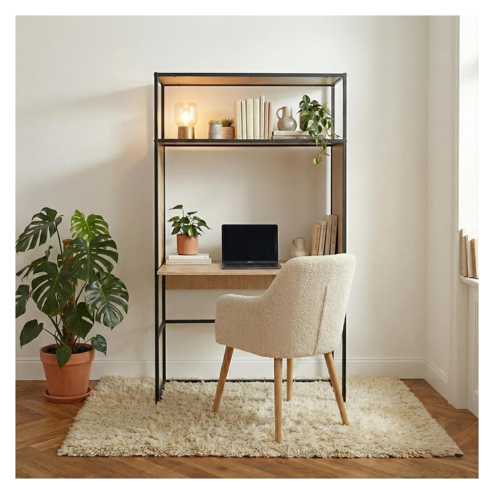 Portant bureau en bois et métal gris 110x184,5cm