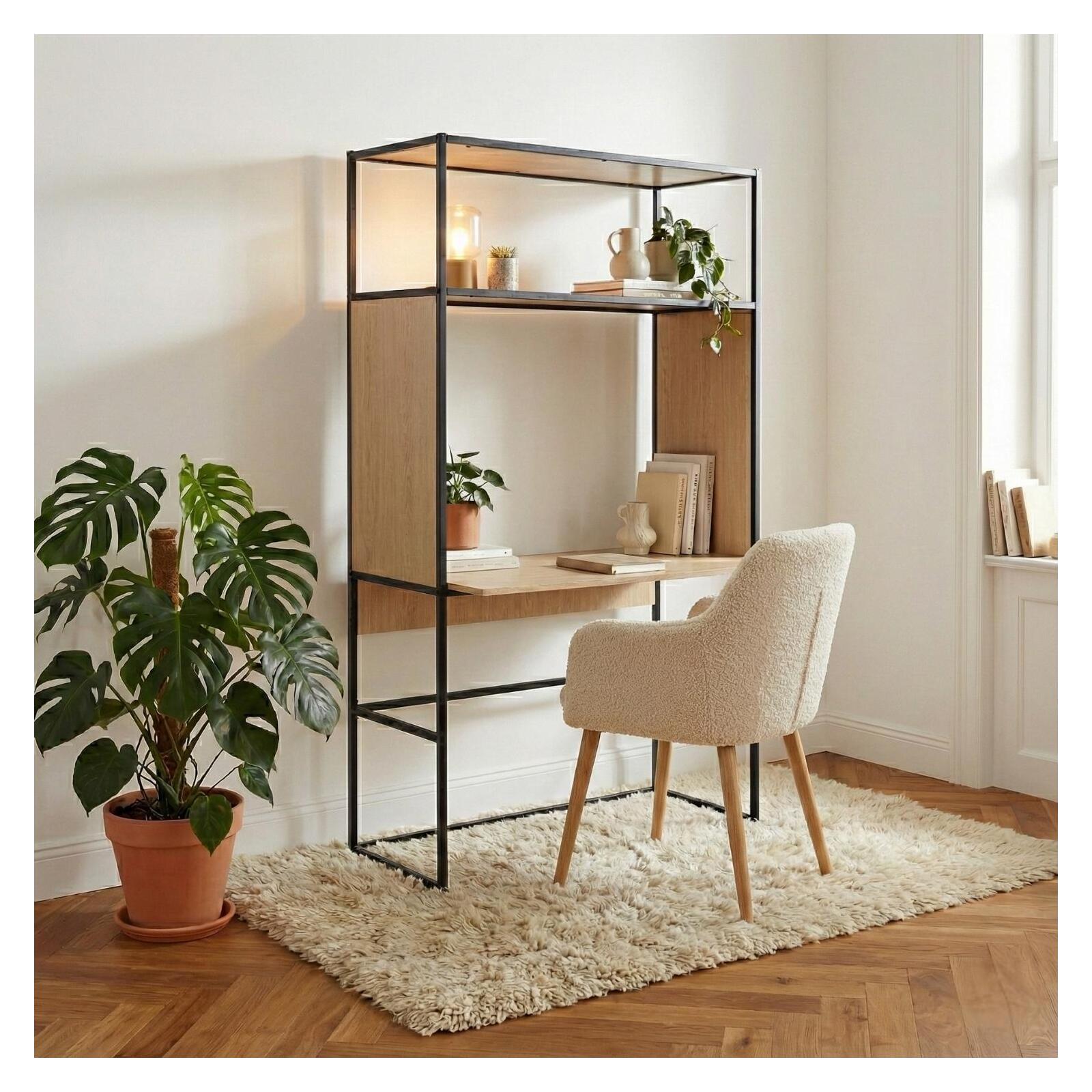 Portant bureau en bois et métal gris 110x184,5cm