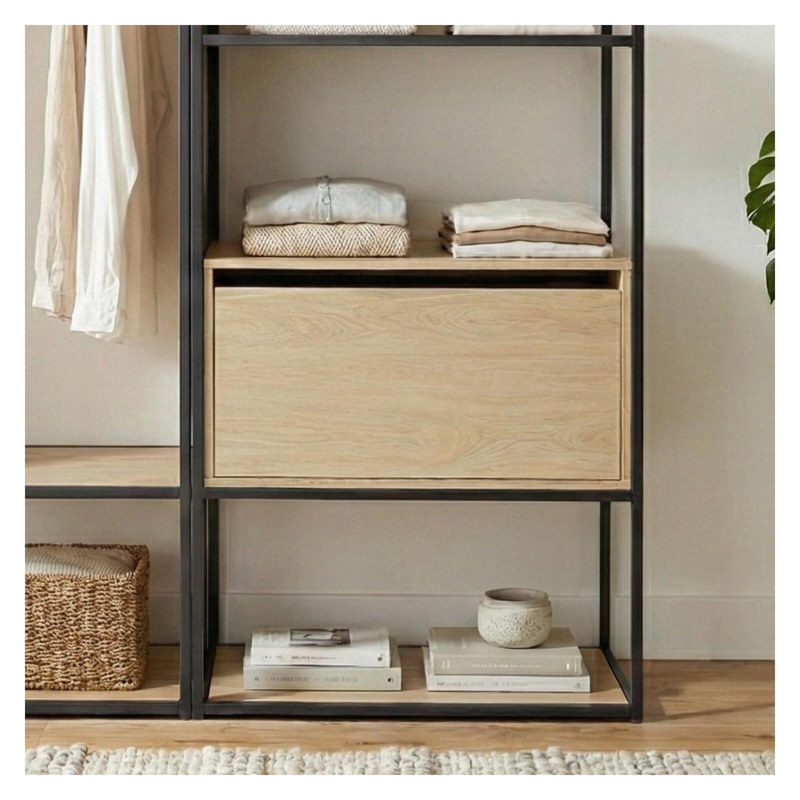 Lot de 2 portants vêtements en bois et métal gris 190x184.5cm