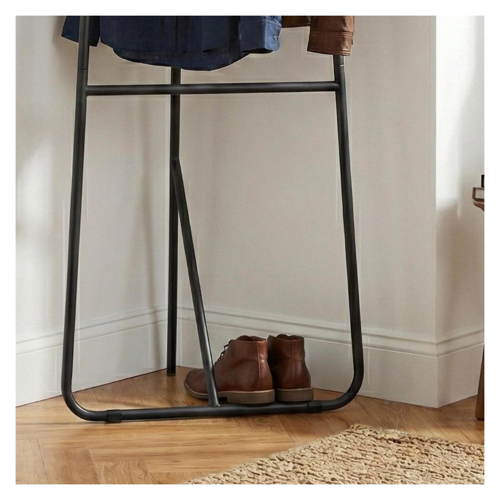 Portant vêtements d'angle en métal gris tubulaire 72x170cm