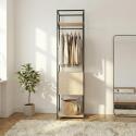 Portant vêtements en bois et métal noir 50x200cm - rangement fermé