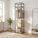 Portant vêtements en bois et métal noir 50x200cm - rangement fermé
