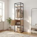 Portant vêtements en bois et métal noir 50x200cm - rangement fermé