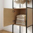 Portant vêtements en bois et métal noir 50x200cm - rangement fermé