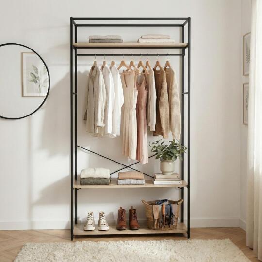 Portant vêtements en bois et métal 110x200cm