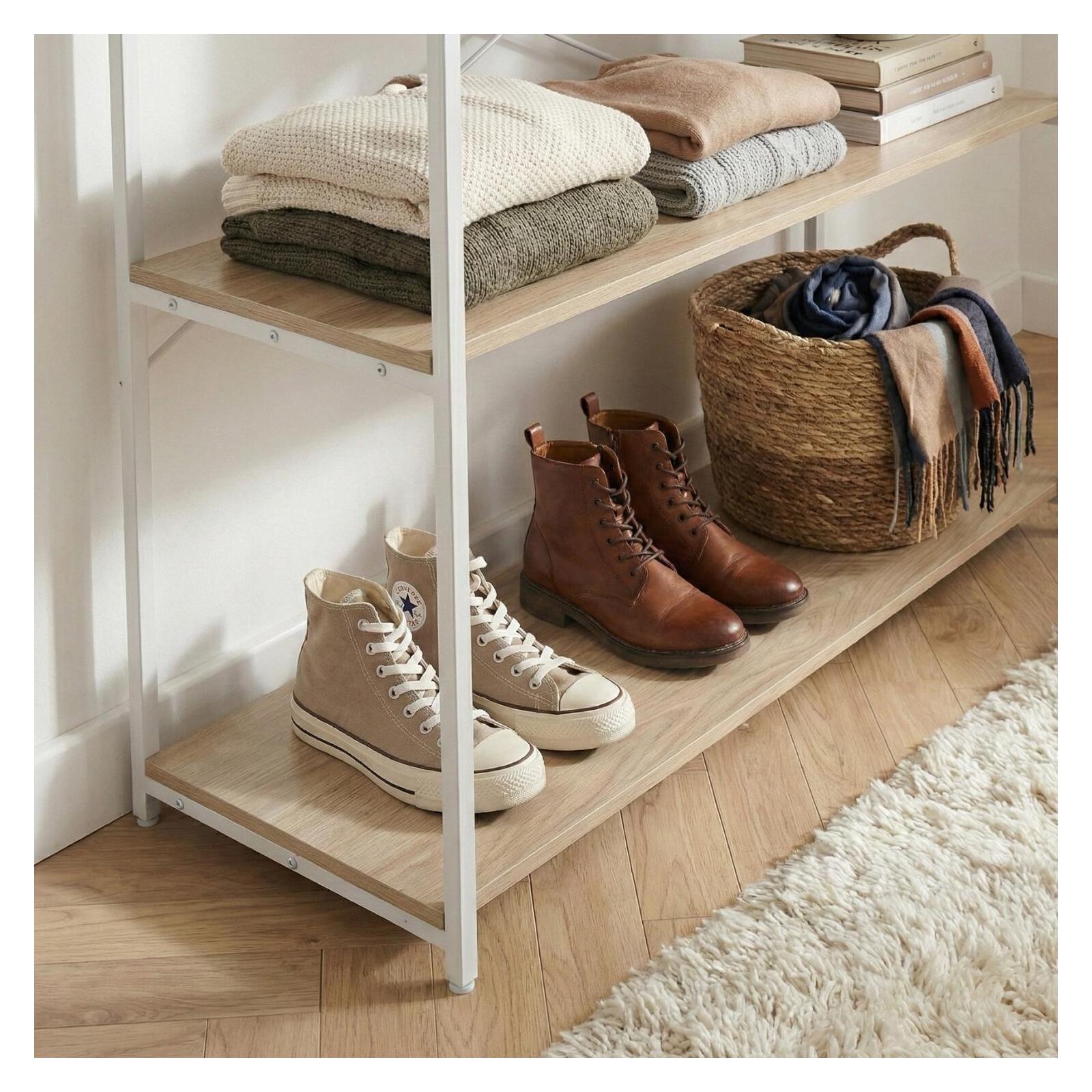 Portant vêtements en bois et métal 110x200cm