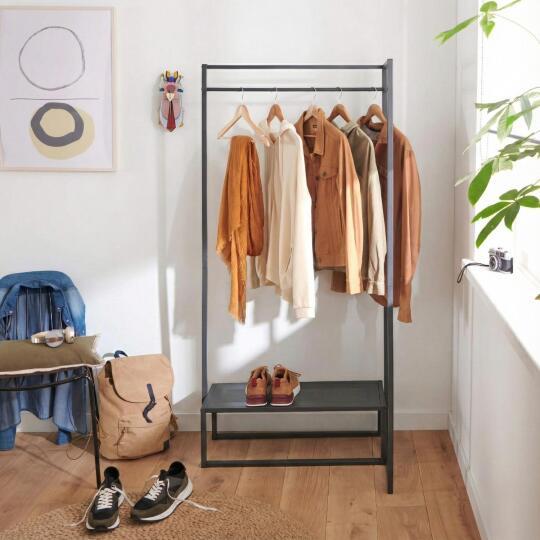 Portant vêtements métal noir 80x165cm